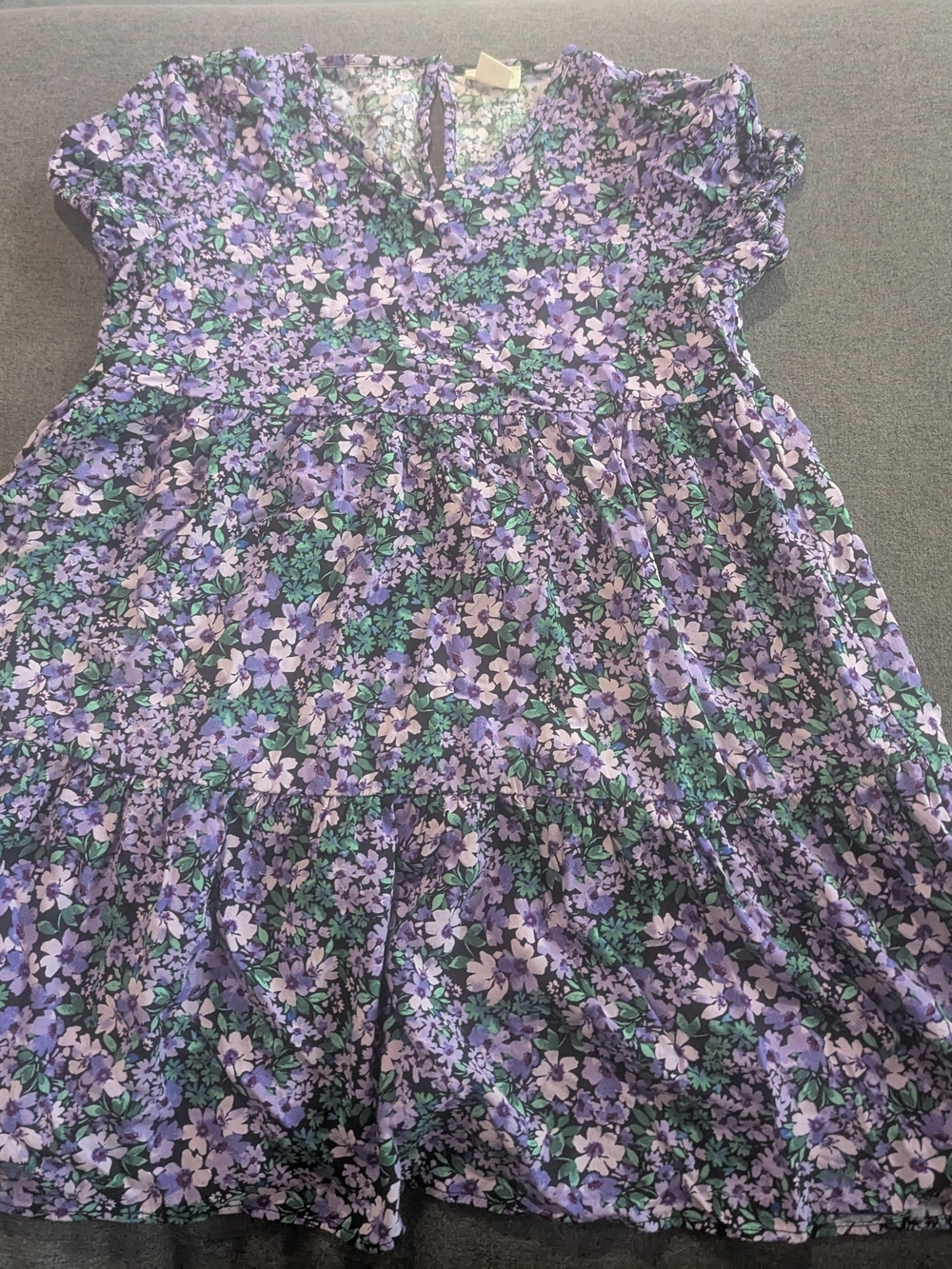 Crewcuts Purple Floral Tiered Dress